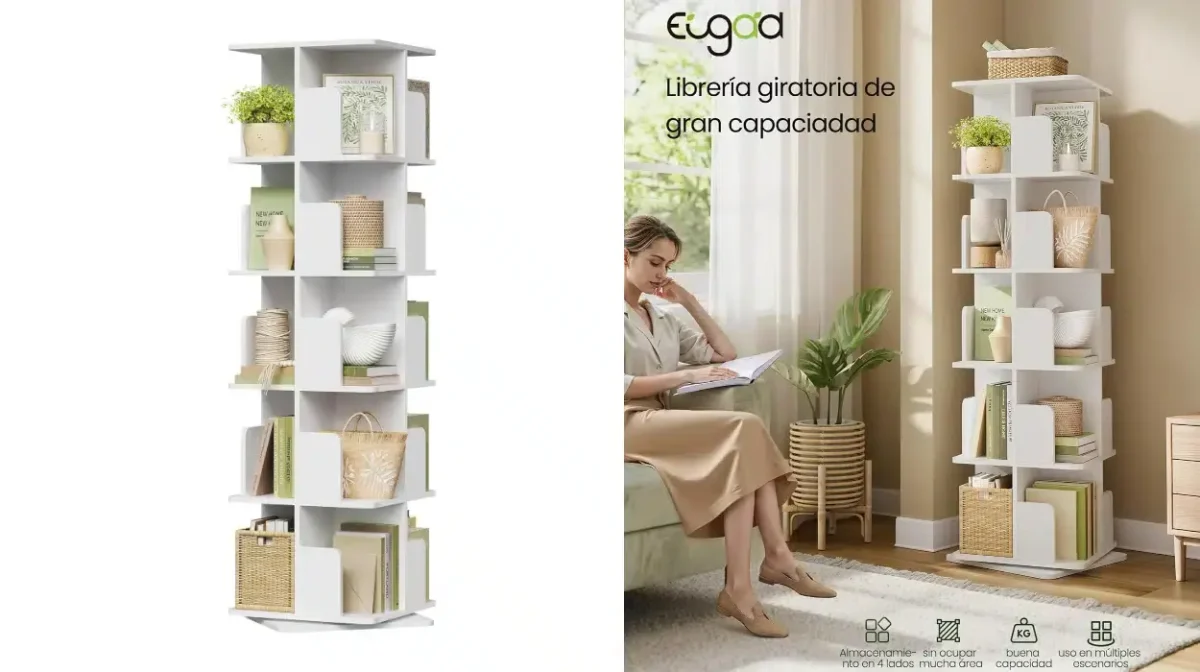 Estantería giratoria Eugad de 5 niveles para libros y más