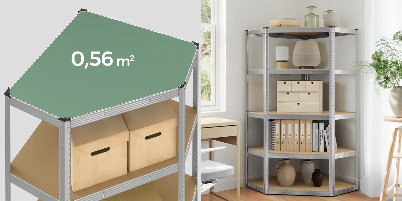 Estantería metálica esquinera