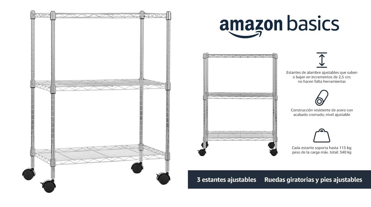 Estantería con ruedas Amazon Basics barata