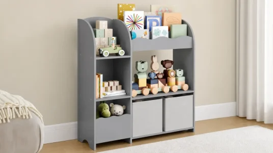 Estantería infantil Songmics para organizar juguetes, libros y peluches con 2 cajas