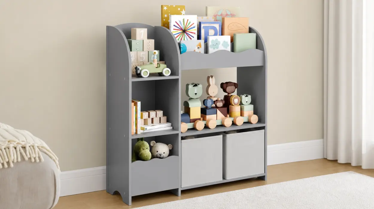 Estantería infantil Songmics para organizar juguetes, libros y peluches con 2 cajas