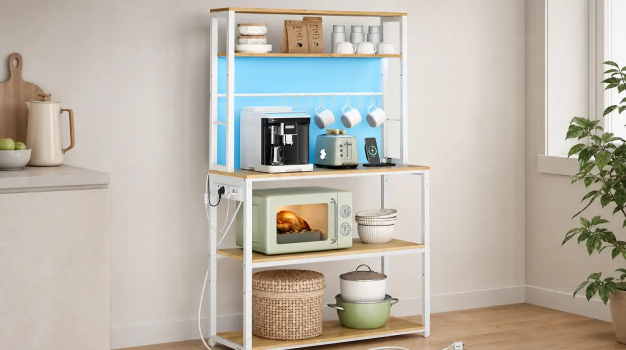 Estantería de cocina Vasagle con estantes ajustables, LED y regleta de enchufes