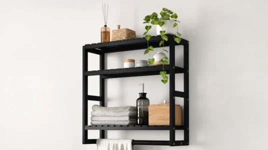 Juego de 3 estanterías de pared de bambú Bamworld, perfectas para baños o cocinas