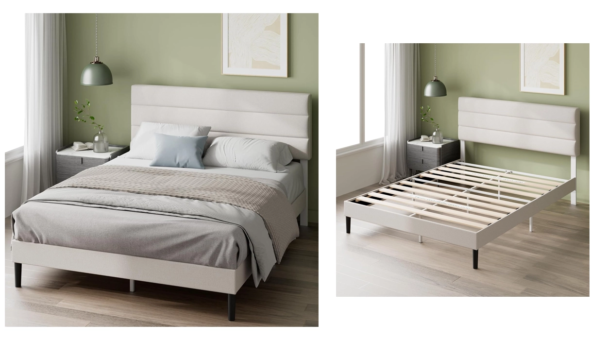 estructura de cama Zinus Piper 140 x 200 cm con cabecero acolchado