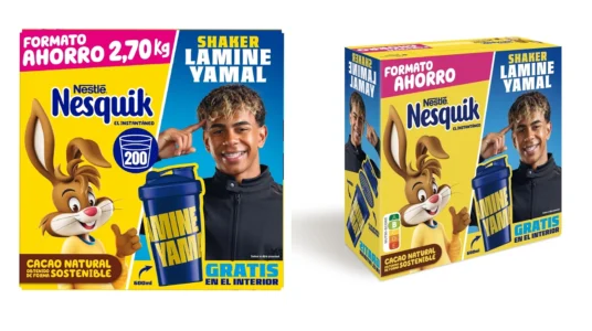 estuche Nesquik de 2,7 kg con vaso shaker de Lamine Yamal