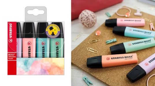 estuche de 4 marcadores Stabilo Boss Original pastel