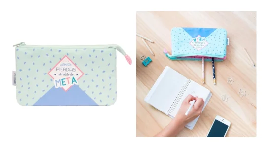 estuche escolar de 3 compartimentos Grupo erik “Nunca pierdas de vista la meta”