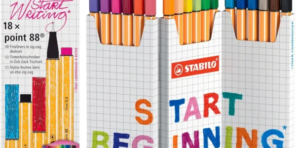 Chollo estuche zig-zag con 18 rotuladores stabilo point 88 de punta fina