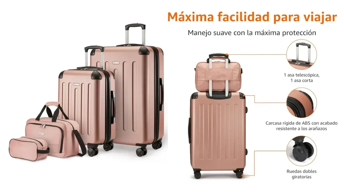 Set de maletas Amazon Basics de 4 piezas