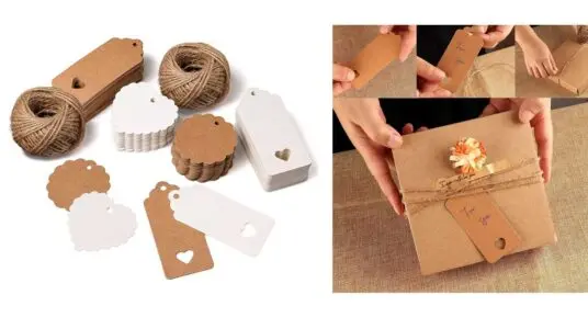 Etiquetas papel estraza cuerda yute baratas