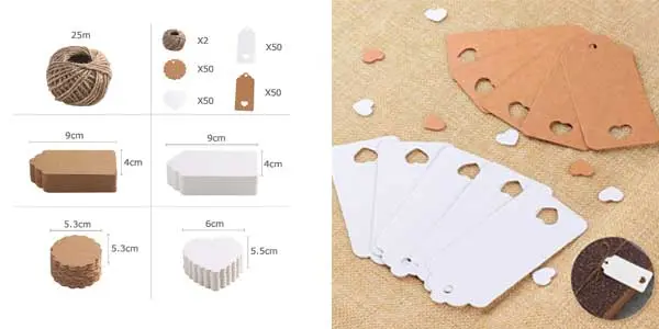 Etiquetas papel estraza cuerda yute oferta