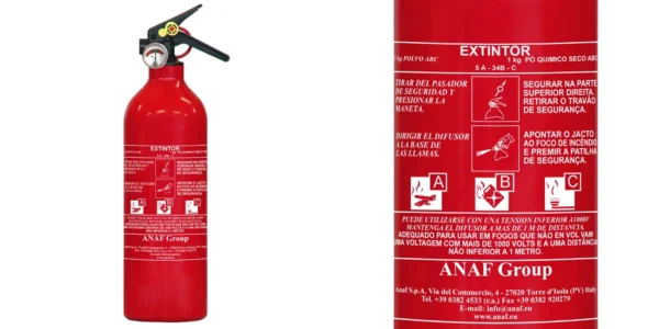 Extintor ANAF Group de 1 kilo con soporte para pared