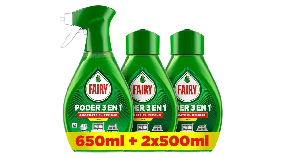Pack Spray Fairy Poder Sin Remojo Limón de 650 ml + 2 Recambios de 500 ml