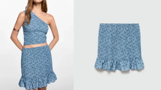 falda estampada fruncida Mango Outlet