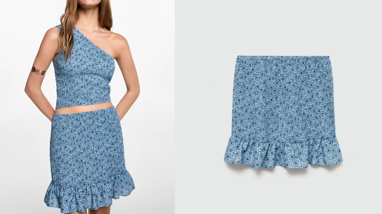 falda estampada fruncida Mango Outlet