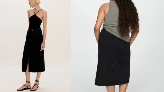 falda vaquera con abertura Mango Outlet