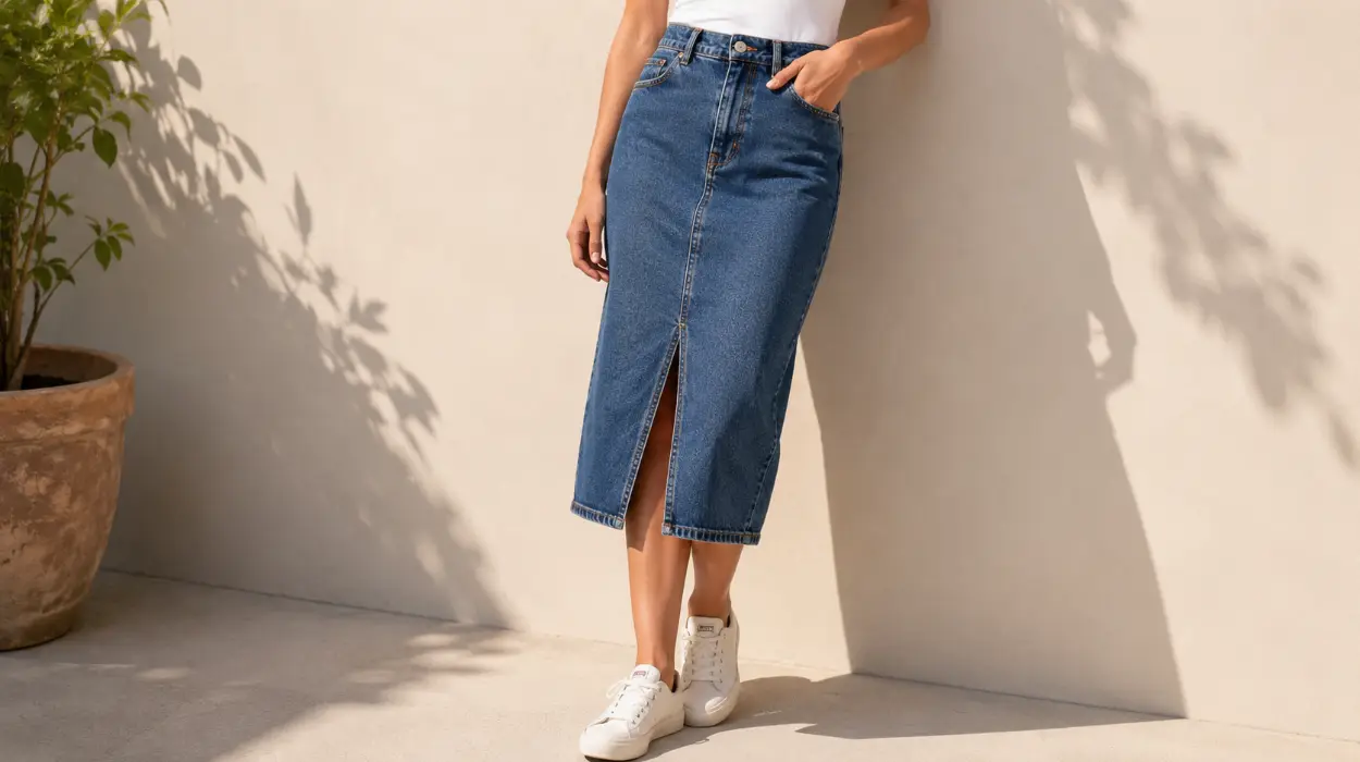 La falda vaquera de Vero Moda que estiliza: cintura alta y abertura