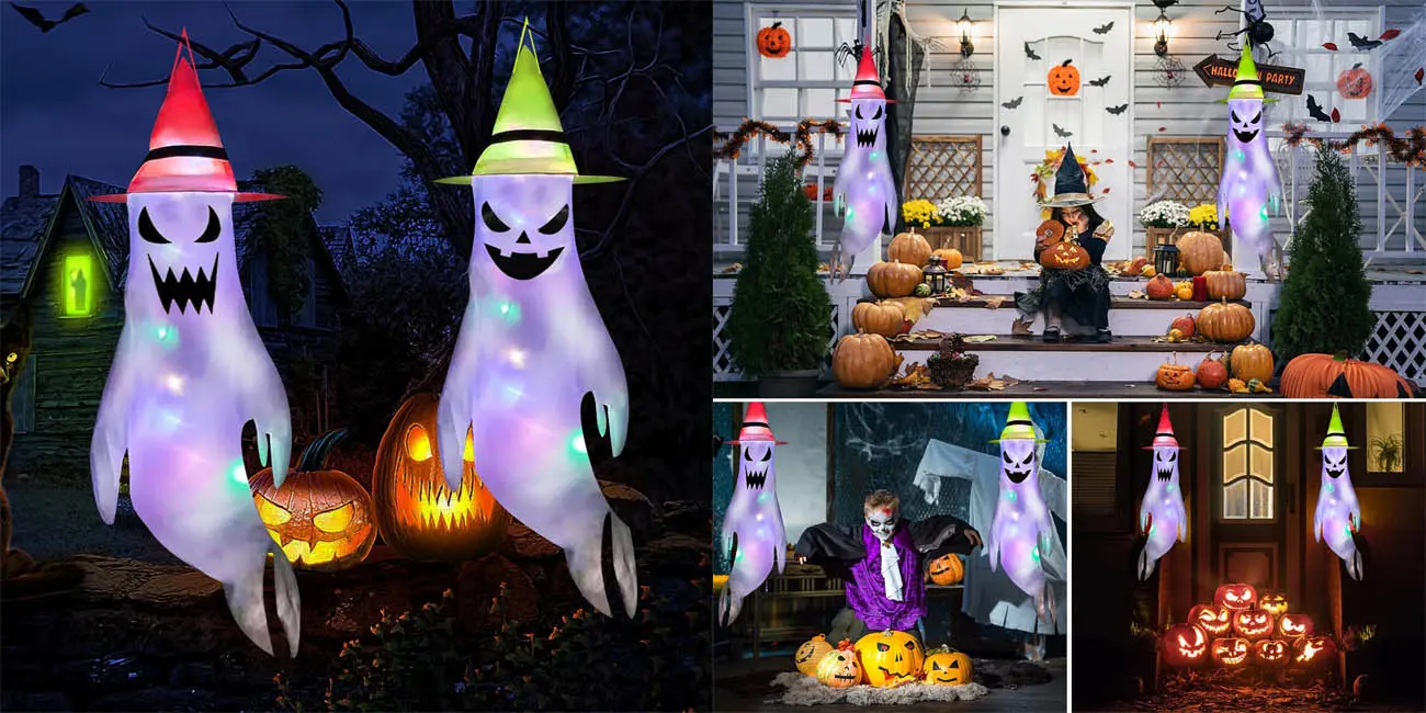 Pack 2x fantasmas LED para Halloween