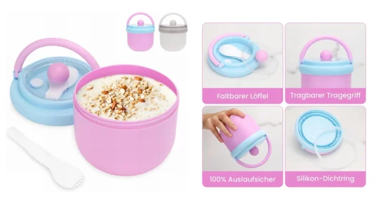 fiambrera Bugucat con asa de transporte de 600 ml