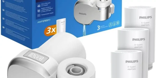 Chollo Filtro de agua para grifos Philips Ontap con pantalla digital y 3 cartuchos de repuesto