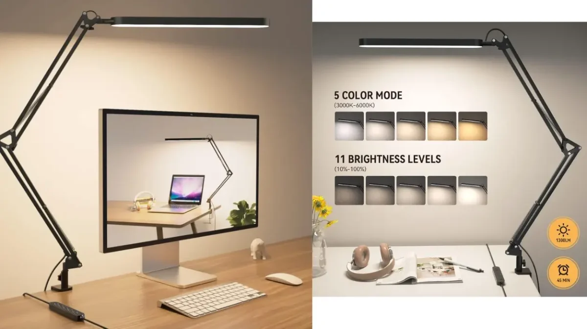 Luz cómoda para trabajar o estudiar sin forzar la vista: flexo regulable LED SKYLEO con memoria y brazo ajustable