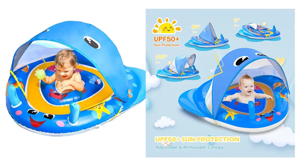 flotador con asiento y sombrilla para bebés barato