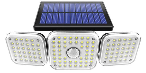 Foco solar LED exterior con sensor de movimiento