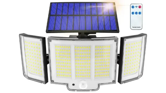 Foco solar LED exterior con sensor de movimiento