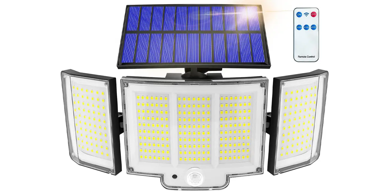 Foco solar LED exterior con sensor de movimiento