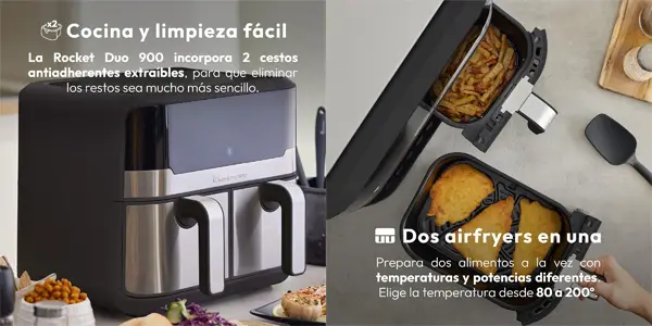 Freidora de aire MasterPro Rocket Duo 900