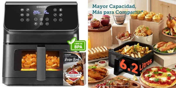 Freidora de aire Cosori 6,2L con ventana de 1700W