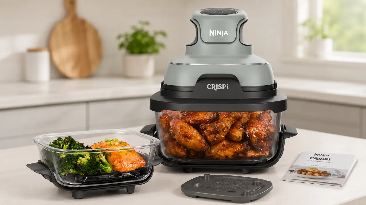 Freidora de Aire portátil Ninja CRISPi de 3,8 l con 4 funciones y 2 recipientes de vidrio extraíbles