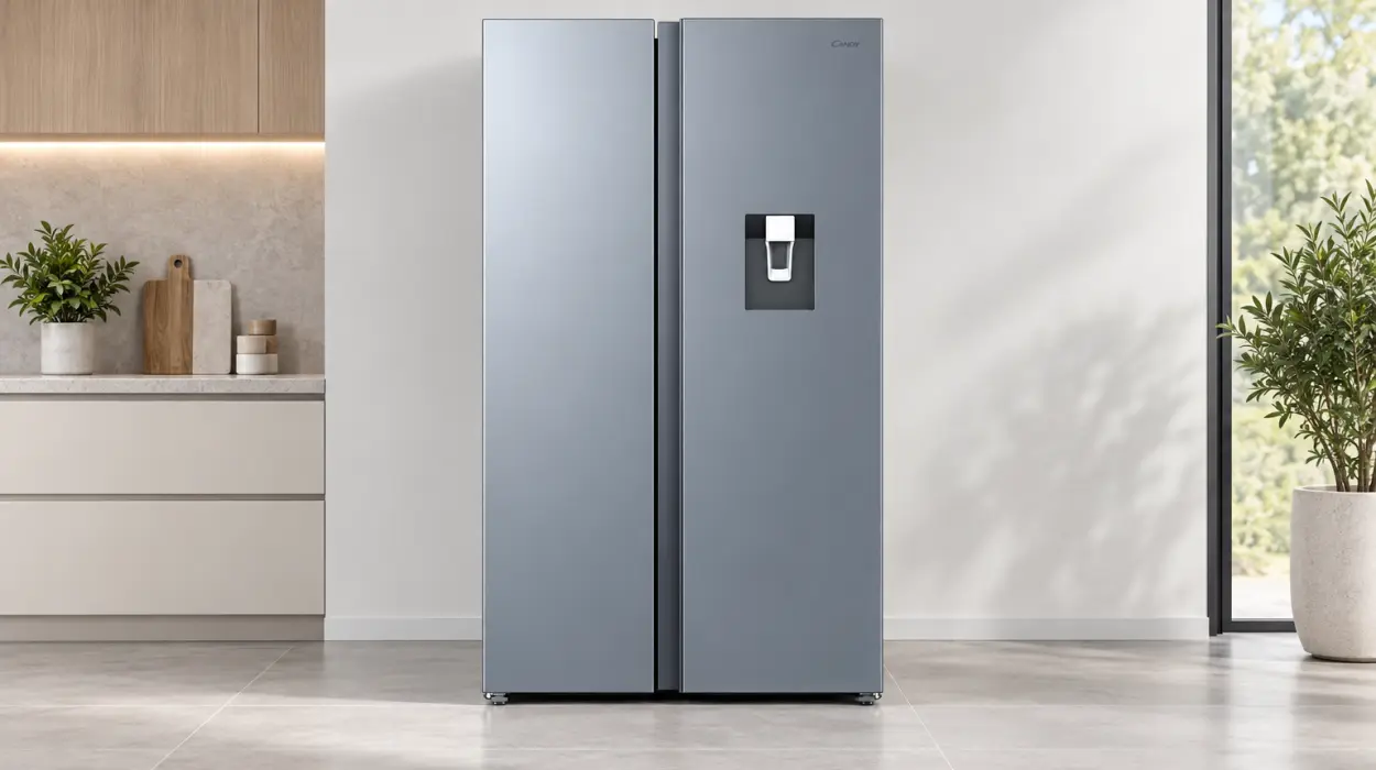 Frigorífico Side by Side Candy CNSQ2T918EWX de 523 l con dispensador de agua