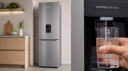 Frigorífico Comfee' RCB310IX3EU(E) No Frost de 308L con dispensador de agua y puerta reversible