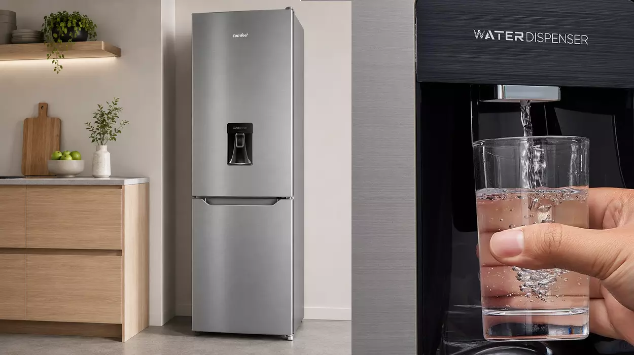 Frigorífico Comfee' RCB310IX3EU(E) No Frost de 308L con dispensador de agua y puerta reversible