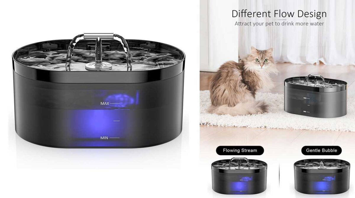 Fuente de agua automática para gatos de 2,2 litros