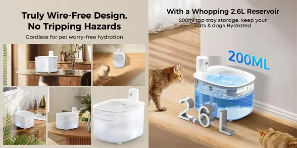 Fuente de agua Nenozi de 2,6 litros para gatos