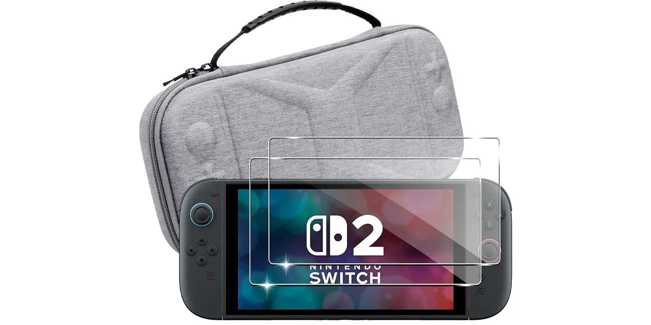 Funda Lemxiee + 2x Cristal templado para Nintendo Switch 2