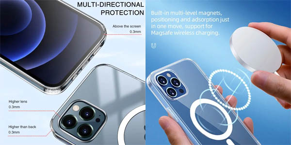 Funda magnética transparente para diferentes modelos de iPhone con MagSafe