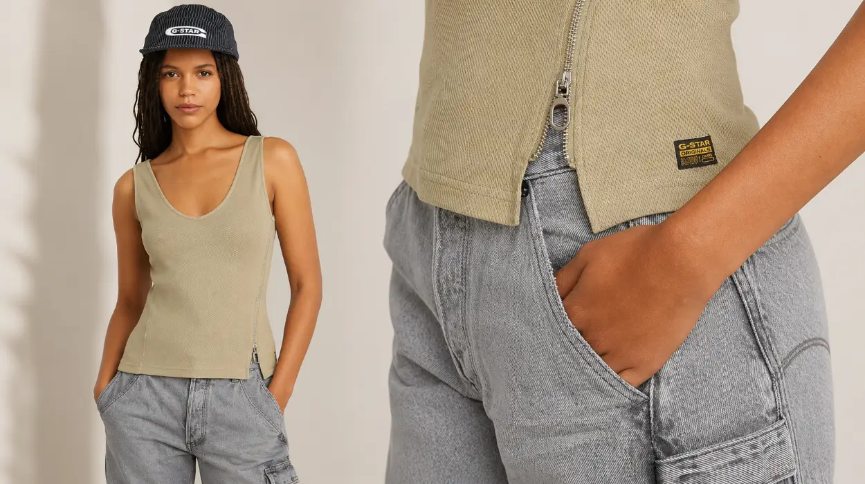 Un toque diferente a tu look: camiseta G-Star con cremallera asimétrica