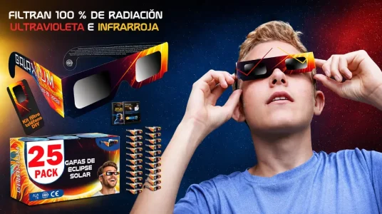 Gafas Galaxium para ver el eclipse solar, certificadas ISO y CE, seguras para observación directa