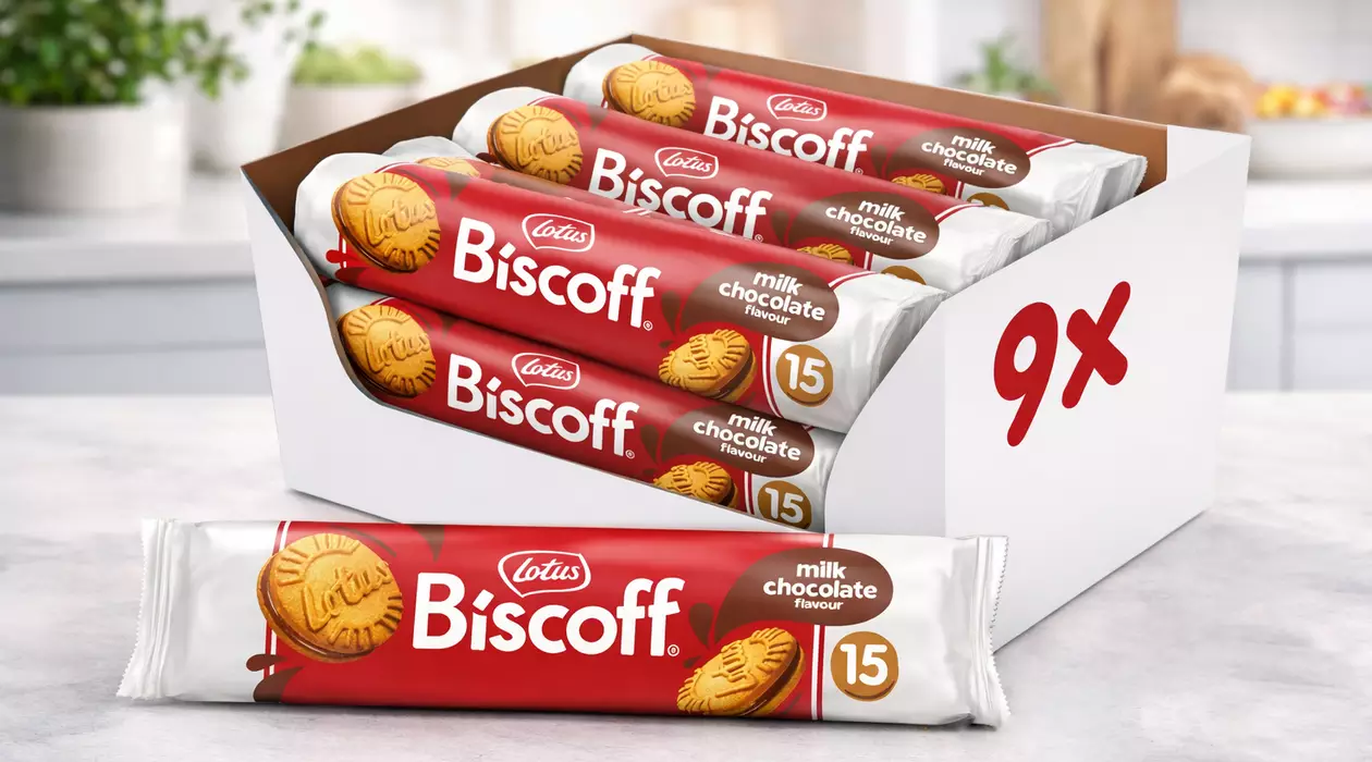 9 paquetes de Galletas Lotus Biscoff Rellenas de Chocolate de 150 gr