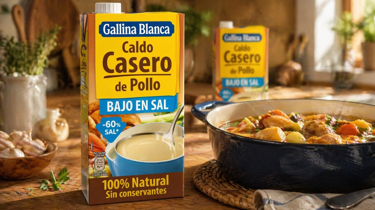 gallina blanca caldo casero pollo bajo en sal