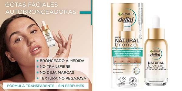 Garnier Delial Natural Bronzer gotas faciales bronceadoras chollo