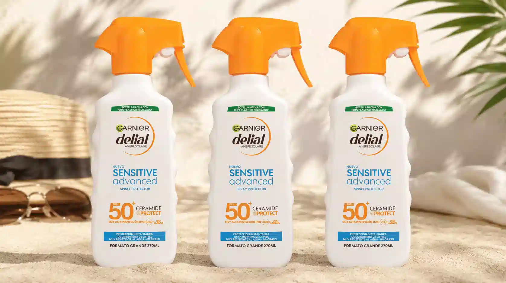 3 Spray solar Garnier Delial Sensitive Advanced SPF50+
