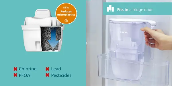 Jarra filtradora de agua Philips AWP2943 de 2,6 L con 4 cartuchos Philips AWP230