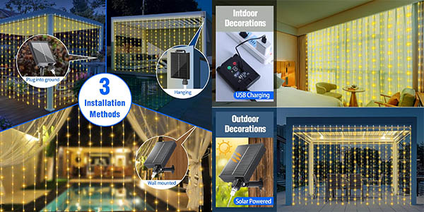GCMacau cortina LED solar barata