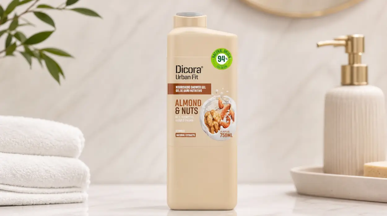 Gel de baño Dicora Urban Fit con vitamina B, almendras y nueces de 750 ml