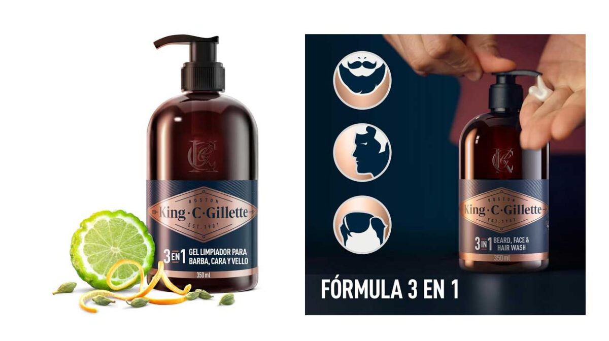 Gel limpiador para barba, cara y vello King C. Gillette de 250 ml