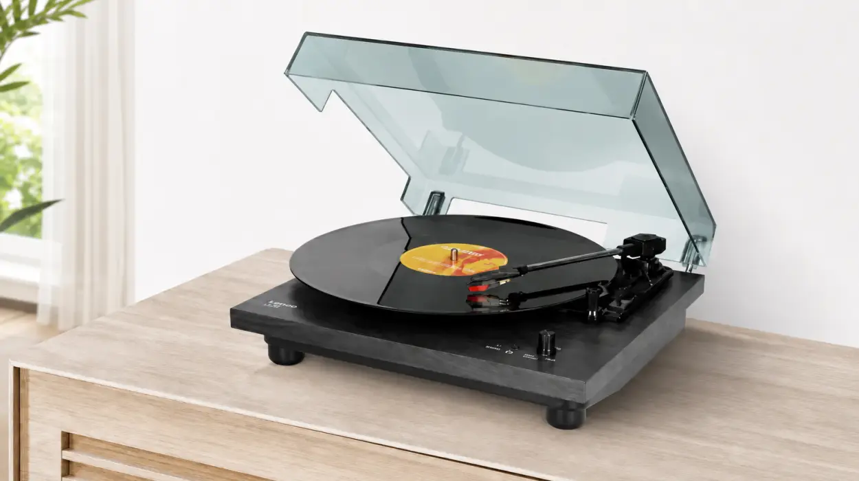 Tocadiscos Lenco LS-10 con altavoces integrados y dos velocidades